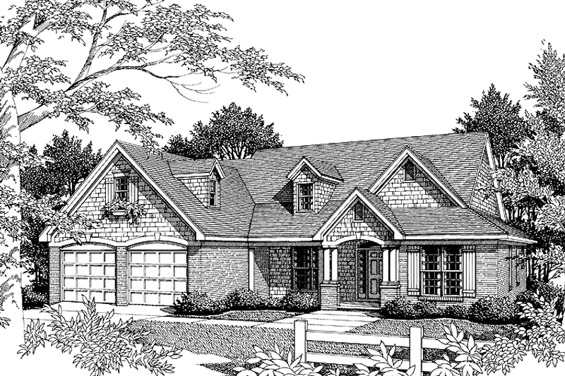 House Blueprint - Exterior - Front Elevation 3 for Country House Plan #952-150 - 3 bed, 2 bath