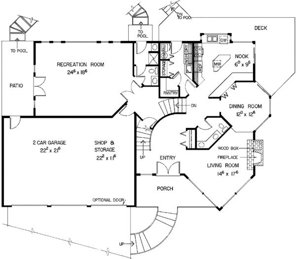 Home Plan - Contemporary Floor Plan - Main Floor Plan #60-982
