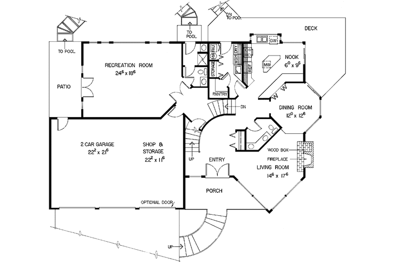 Home Plan - Floor Plan - Main Floor for Contemporary House Plan #60-982 - 3 bed, 3 bath