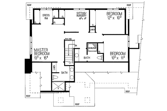 Floor Plan - Upper Floor for Contemporary House Plan #72-850 - 3 bed, 2.5 bath