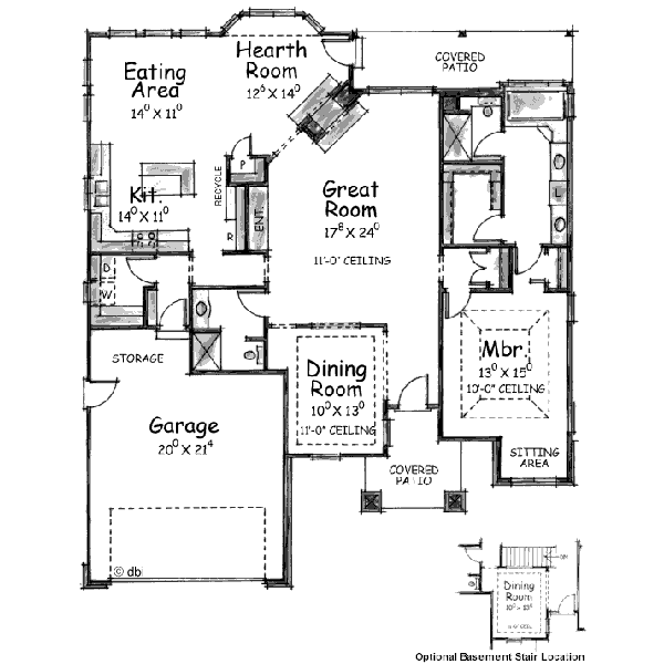 Architectural House Design - Mediterranean Floor Plan - Main Floor Plan #20-1379