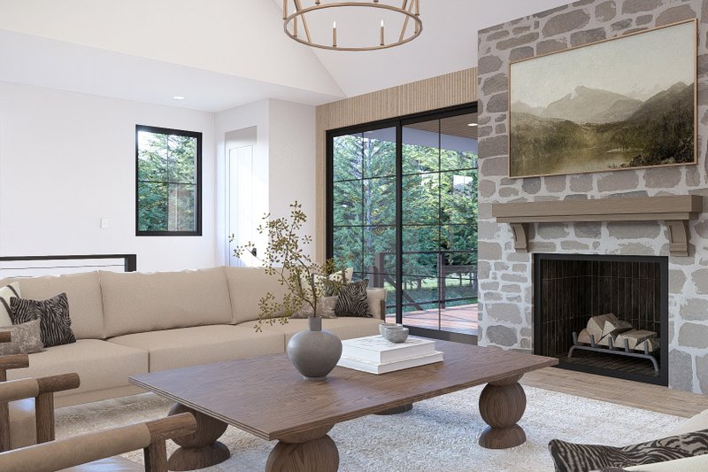 Architectural House Design - Interior - Family Room 1 for Barndominium House Plan #455-818 - 3 bed, 2.5 bath