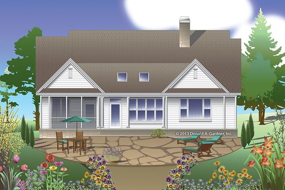 Exterior - Rear Elevation for Traditional House Plan #929-979 - 3 bed, 2 bath