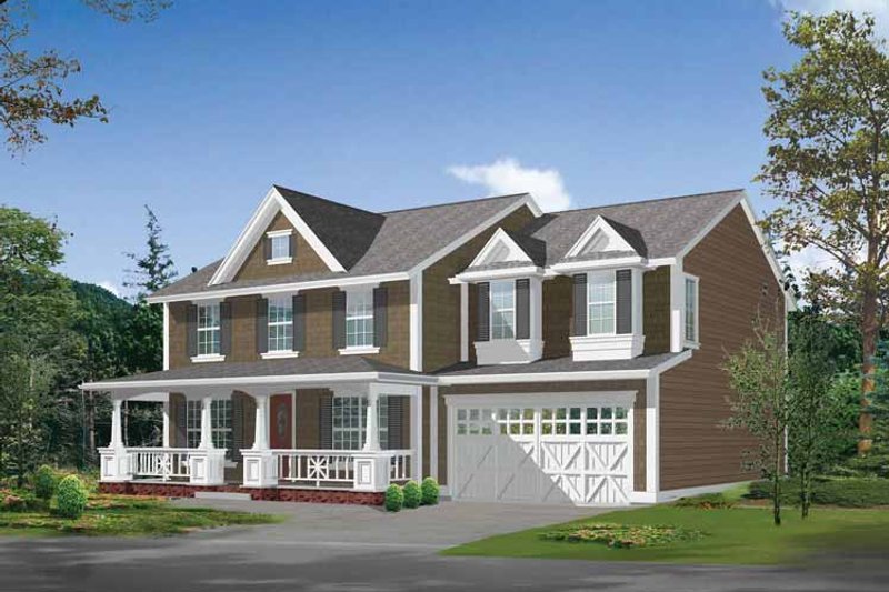 Architectural House Design - Country Exterior - Front Elevation Plan #132-310