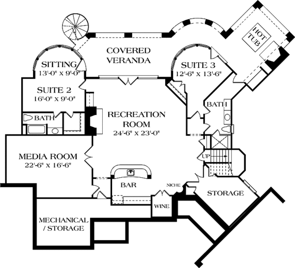 Home Plan - European Floor Plan - Lower Floor Plan #453-543