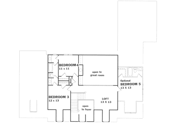Home Plan - Colonial Floor Plan - Upper Floor Plan #129-163