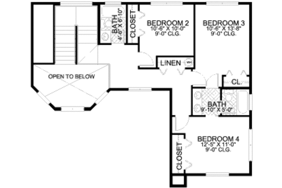 Floor Plan - Upper Floor for Mediterranean House Plan #420-136 - 4 bed, 3.5 bath
