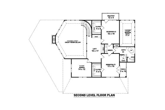 Floor Plan - Upper Floor for Traditional House Plan #81-13759 - 3 bed, 2.5 bath