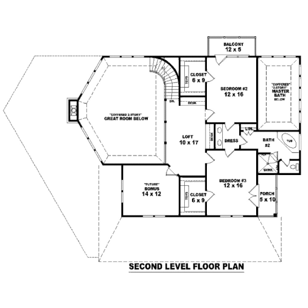 Traditional Floor Plan - Upper Floor Plan #81-13759