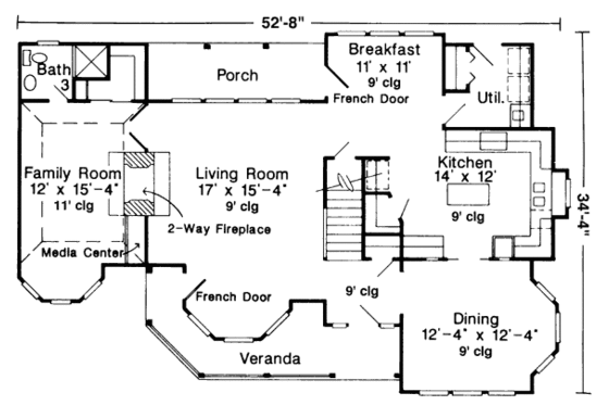 Floor Plan - Main Floor for Victorian House Plan #410-187 - 3 bed, 3 bath