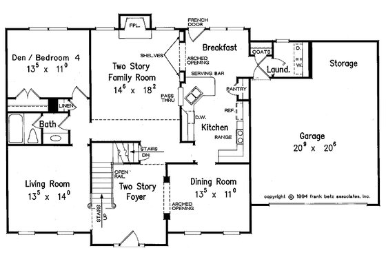 Floor Plan - Main Floor for Classical House Plan #927-110 - 4 bed, 3 bath