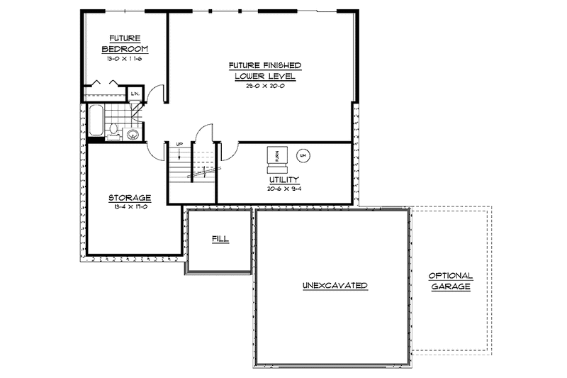 Home Plan - Floor Plan - Lower Floor for European House Plan #51-591 - 2 bed, 1 bath