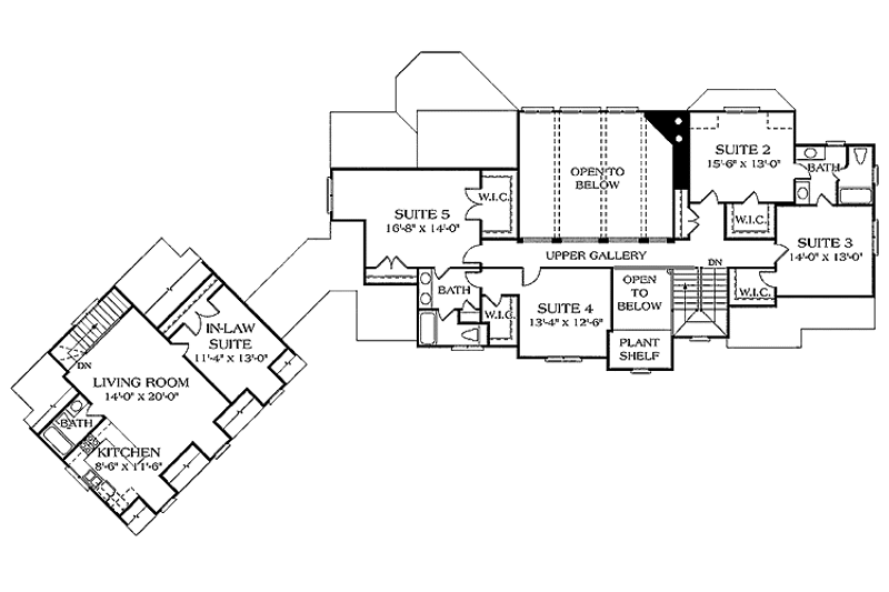 Home Plan - Floor Plan - Upper Floor for Country House Plan #453-233 - 6 bed, 4 bath