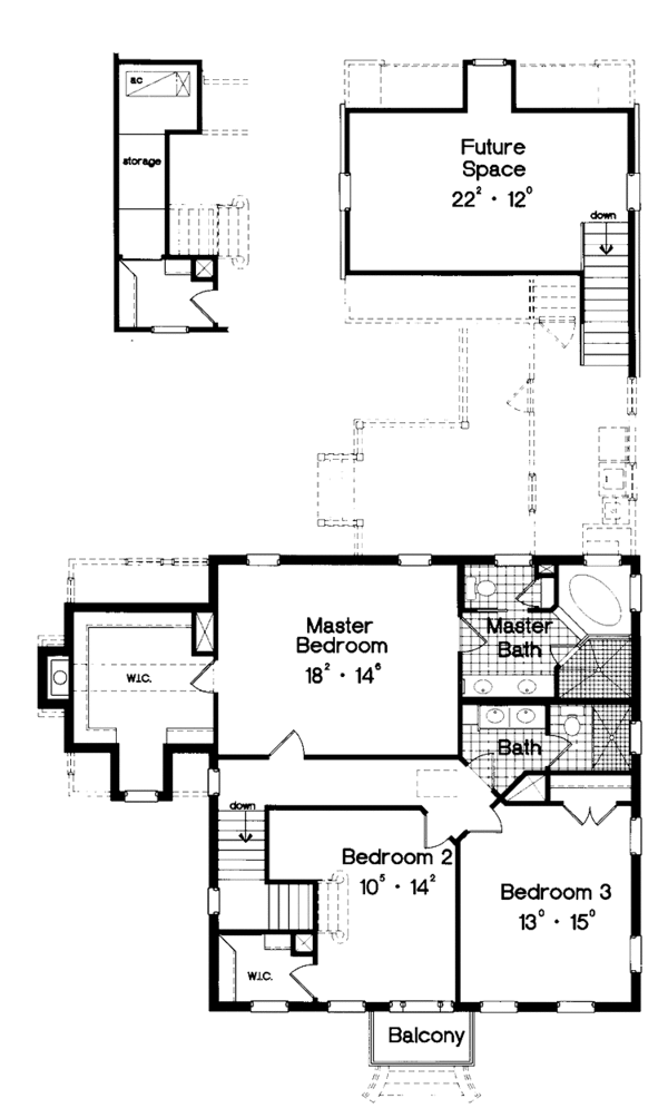 Home Plan - Classical Floor Plan - Upper Floor Plan #417-701