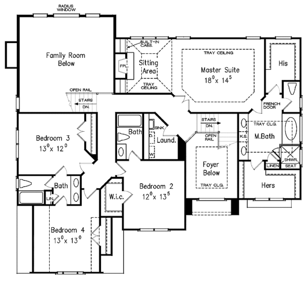 Home Plan - Classical Floor Plan - Upper Floor Plan #927-367