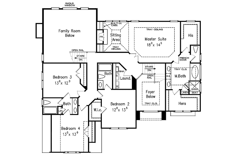 Home Plan - Floor Plan - Upper Floor for Classical House Plan #927-367 - 5 bed, 4.5 bath