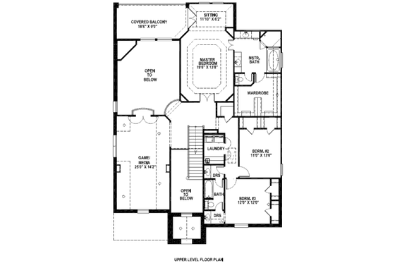 Floor Plan - Upper Floor for European House Plan #141-209 - 4 bed, 3.5 bath
