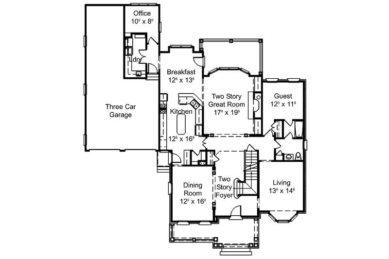 Architectural House Design - Floor Plan - Main Floor for Colonial House Plan #429-294 - 5 bed, 4 bath