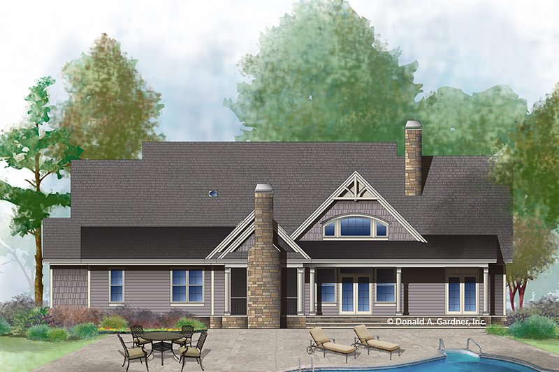 House Design - Exterior - Rear Elevation 2 for Ranch House Plan #929-1005 - 4 bed, 3 bath