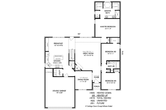 Floor Plan - Main Floor for Traditional House Plan #424-283 - 3 bed, 2 bath