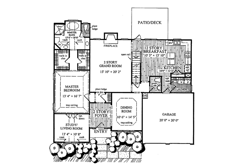 House Blueprint - Floor Plan - Main Floor for European House Plan #54-250 - 4 bed, 2.5 bath