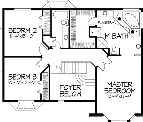 House Design - Tudor Floor Plan - Upper Floor Plan #51-909