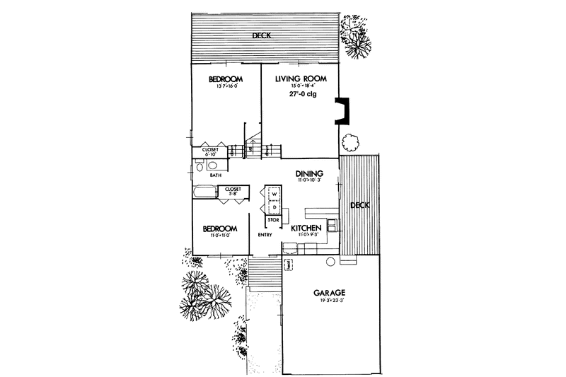 Home Plan - Floor Plan - Main Floor for Contemporary House Plan #320-821 - 3 bed, 2 bath