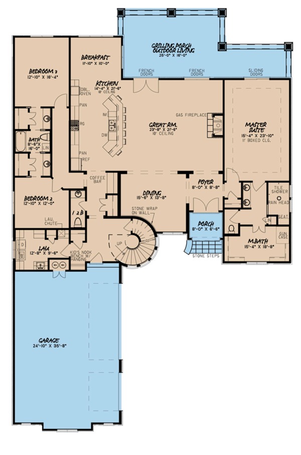 Architectural House Design - European Floor Plan - Main Floor Plan #923-111