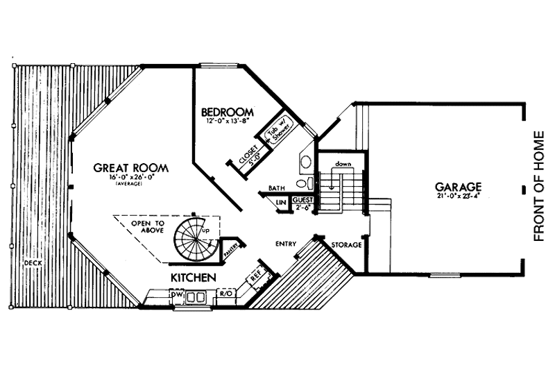 Home Plan - Floor Plan - Main Floor for Contemporary House Plan #320-825 - 2 bed, 2 bath