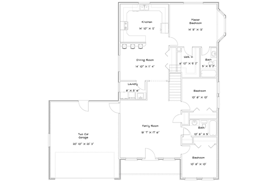 Floor Plan - Main Floor for Ranch House Plan #1060-22 - 5 bed, 3 bath