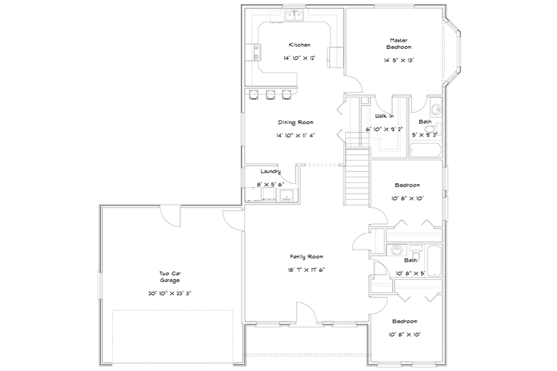 House Design - Floor Plan - Main Floor for Ranch House Plan #1060-22 - 5 bed, 3 bath
