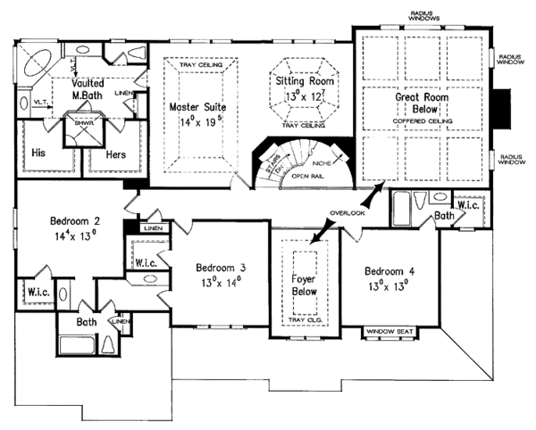 Home Plan - Classical Floor Plan - Upper Floor Plan #927-605