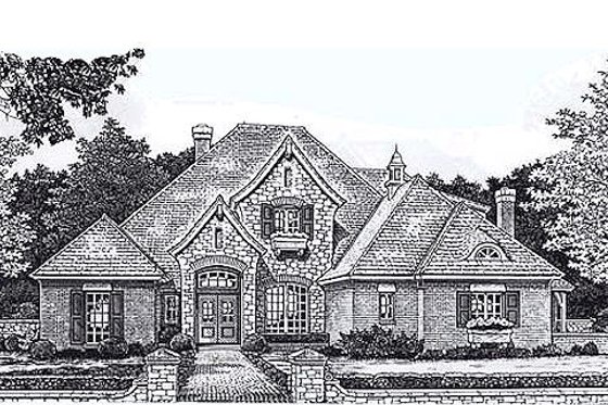 Exterior - Front Elevation for European House Plan #310-872 - 4 bed, 3.5 bath