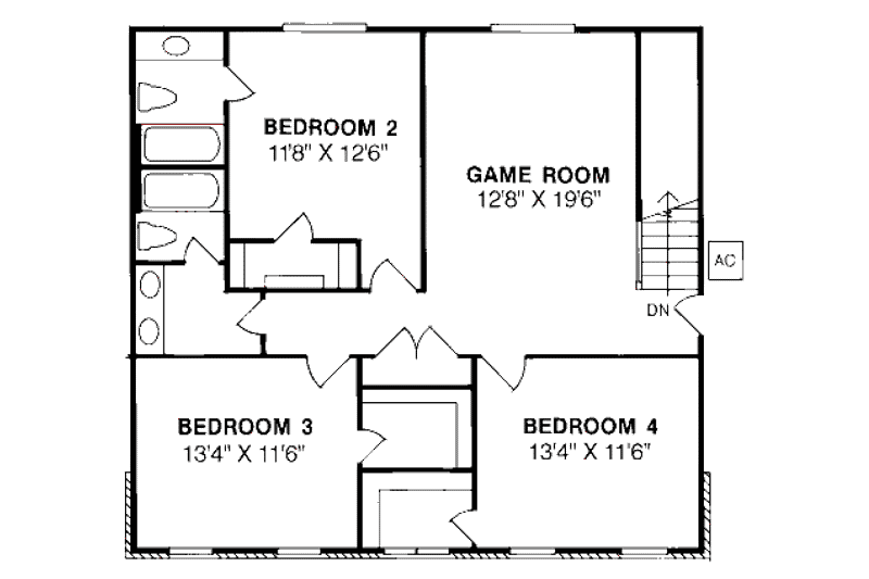 Architectural House Design - Floor Plan - Upper Floor for Southern House Plan #20-195 - 4 bed, 3.5 bath