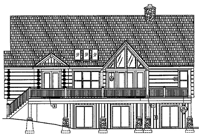 Home Plan - Exterior - Rear Elevation for Log House Plan #417-565 - 3 bed, 2.5 bath