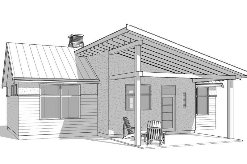 Dream House Plan - Exterior - Rear Elevation 1 for Cottage House Plan #1114-70 - 2 bed, 2 bath