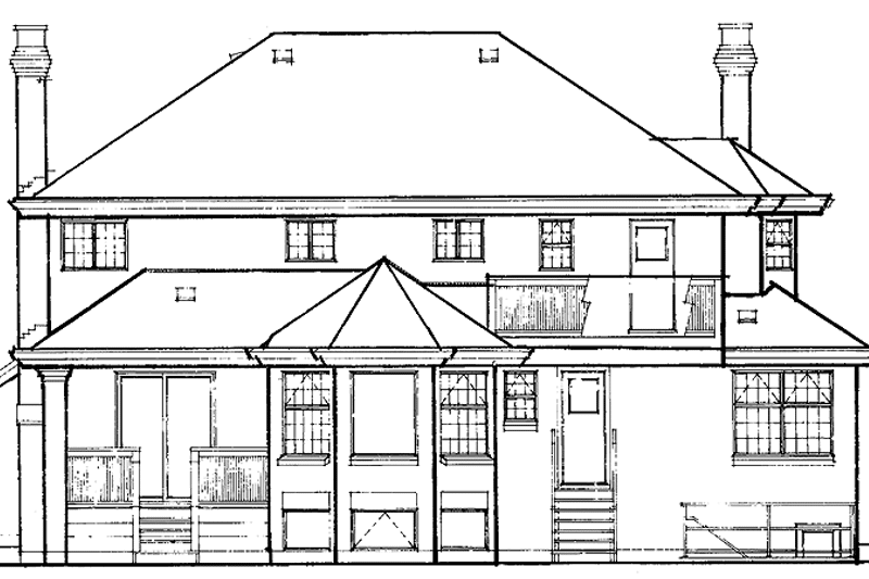 Home Plan - Exterior - Rear Elevation for Prairie House Plan #47-991 - 4 bed, 3.5 bath
