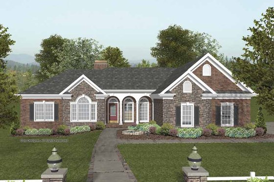 Exterior - Front Elevation 3 for Craftsman House Plan #56-682 - 3 bed, 2.5 bath