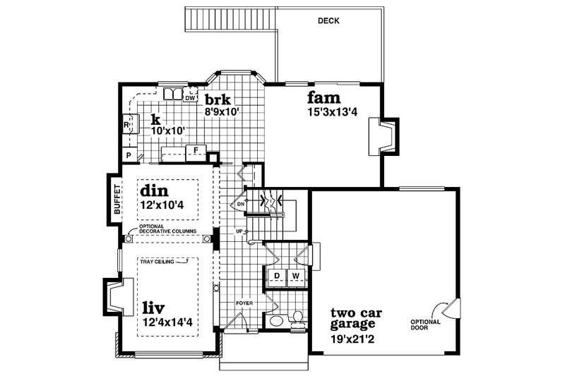Architectural House Design - Floor Plan - Main Floor for Colonial House Plan #47-904 - 3 bed, 2.5 bath