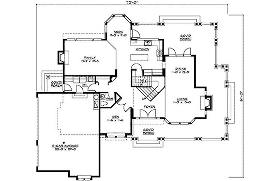 Floor Plan - Main Floor for Craftsman House Plan #132-121 - 4 bed, 2.5 bath