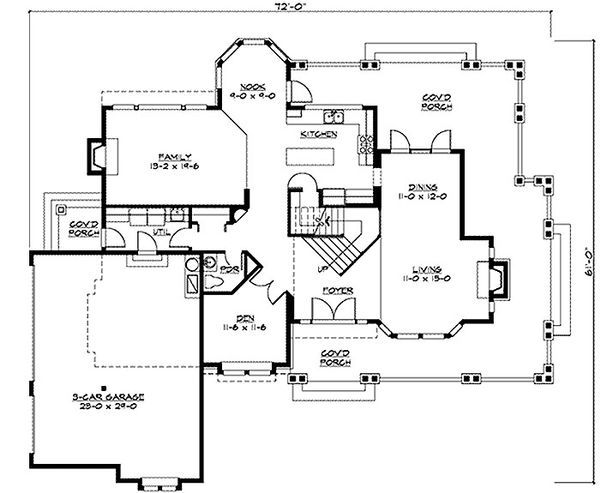 House Blueprint - Craftsman Floor Plan - Main Floor Plan #132-121