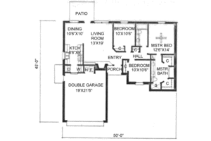 Floor Plan - Main Floor for Traditional House Plan #65-105 - 3 bed, 2 bath