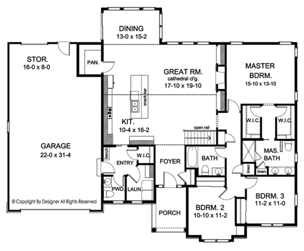 Ranch Floor Plan - Main Floor Plan #1010-145
