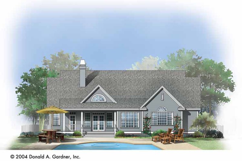 Home Plan - Exterior - Rear Elevation for Country House Plan #929-730 - 3 bed, 2 bath