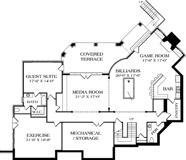 House Design - European Floor Plan - Lower Floor Plan #453-605