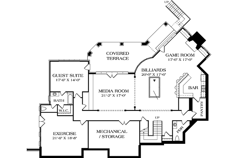 Dream House Plan - Floor Plan - Lower Floor for European House Plan #453-605 - 5 bed, 6 bath