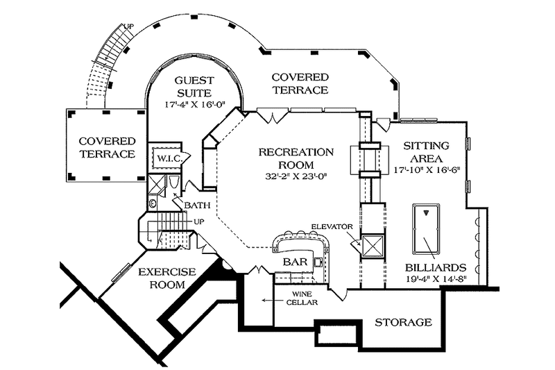Architectural House Design - Floor Plan - Lower Floor for Country House Plan #453-461 - 5 bed, 5.5 bath