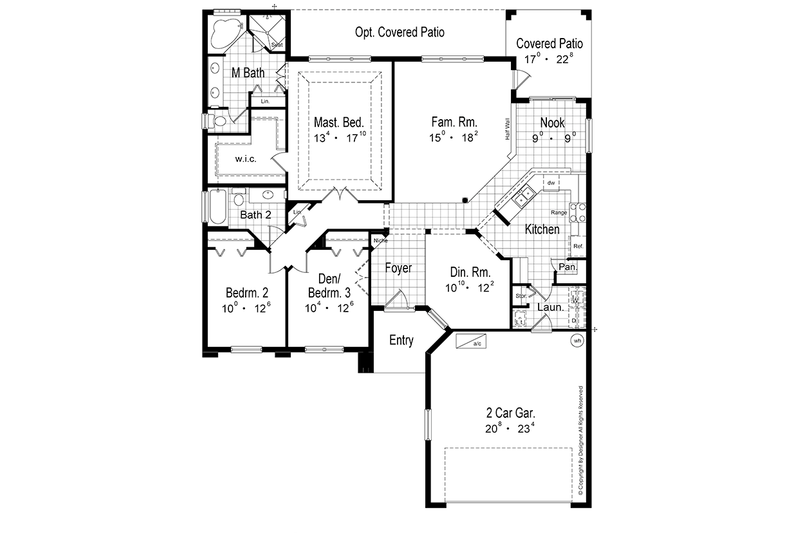 Home Plan - Floor Plan - Main Floor for Mediterranean House Plan #417-802 - 3 bed, 2 bath