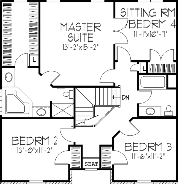 Architectural House Design - Colonial Floor Plan - Upper Floor Plan #320-1411