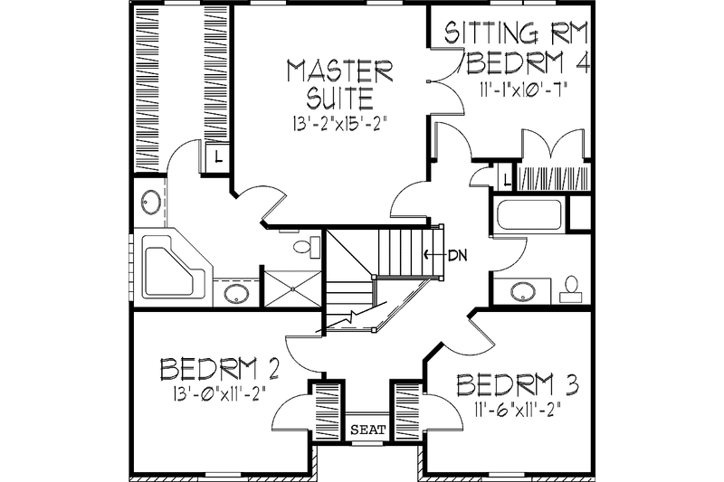 Home Plan - Floor Plan - Upper Floor for Colonial House Plan #320-1411 - 3 bed, 2.5 bath